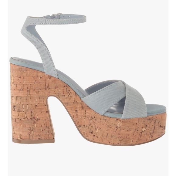 ⭐️⭐️⭐️ SALE Madden Girl Wedge Heel Riio Denim Sandals NIB - Picture 2 of 2